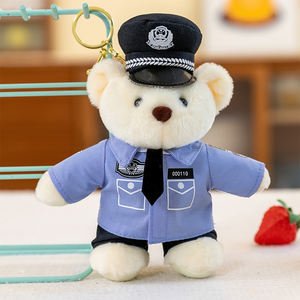 Osos de Peluche Suaves y Adorables al por Mayor, Oso <span class=keywords><strong>Bombero</strong></span> con Gorra, Juguetes de Peluche de Policía, Llaveros de Osos de Peluche - Product Image 5