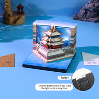 Bloc-notes LED 3D avec calendrier 2027, impression de tourelle de la Cité Interdite, architecture chinoise ancienne, sculpture artistique en papier, bloc de papier à notes