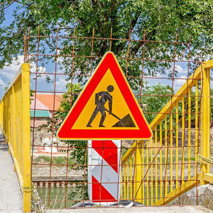 Señal de tráfico personalizada seguridad hombre en el trabajo tráfico por carretera Triángulo reflectante señal de advertencia señales de construcción con soporte - Product Image 2