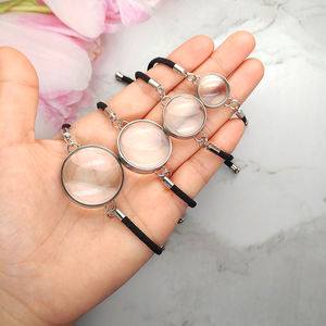 In acciaio inox memoria vivente medaglione nero corda bracciale 17/23/28/30mm doppio vetro curvo medaglione adatto fascino galleggiante gioielli - Product Image 2