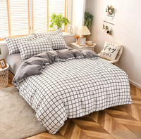 Parure de lit 4 pièces en microfibre imprimée de luxe, drap de lit, housse de couette et taies d'oreiller, vente en gros