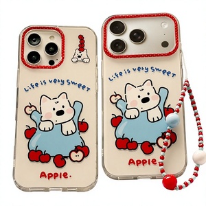Funda de TPU Resistente a Caídas con Lentes de Colores para 17 Pro Max 16 Pro Max, Diseño de Perro de Dibujos Animados, Color Rojo - Product Image 1