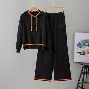 Women's <strong>2026</strong> Casual Breathable Worsted Knitted <strong>Cotton</strong> Blend 2 Piece Hooded Daily <strong>Wear</strong> Loose Shorts Solid European Style - Product Image 3
