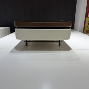 Table Basse Moderne en Verre Trempé Ondulé, Vente en Gros Usine, avec Tiroirs en <span class=keywords><strong>MDF</strong></span> Placage Noyer et Finition Titane, Meuble de Maison Durable - Product Image 3