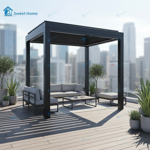 Pergola bioclimatique motorisée en aluminium sur mesure Sweet Home, pavillon <span class=keywords><strong>extérieur</strong></span>, <span class=keywords><strong>couverture</strong></span> de patio avec système de drainage - Product Image 5