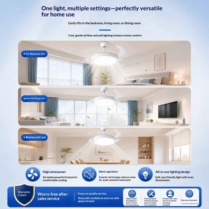 Ventilatore da Soffitto Moderno Bianco da 42 Pollici con Luce <span class=keywords><strong>LED</strong></span>, 3 Pale Trasparenti, Telecomando, Dimmerabile, 6 Velocità per Soggiorno - Product Image 4