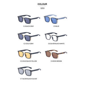 Lunettes de soleil rétro à monture carrée unisexe, verres PC UV400, monture en plastique et métal, vente en gros transfrontalière - Product Image 4