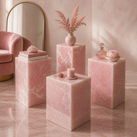 Table d'appoint moderne en onyx rose poli, socle de table, meubles de salon pour villa, appartement, hôtel