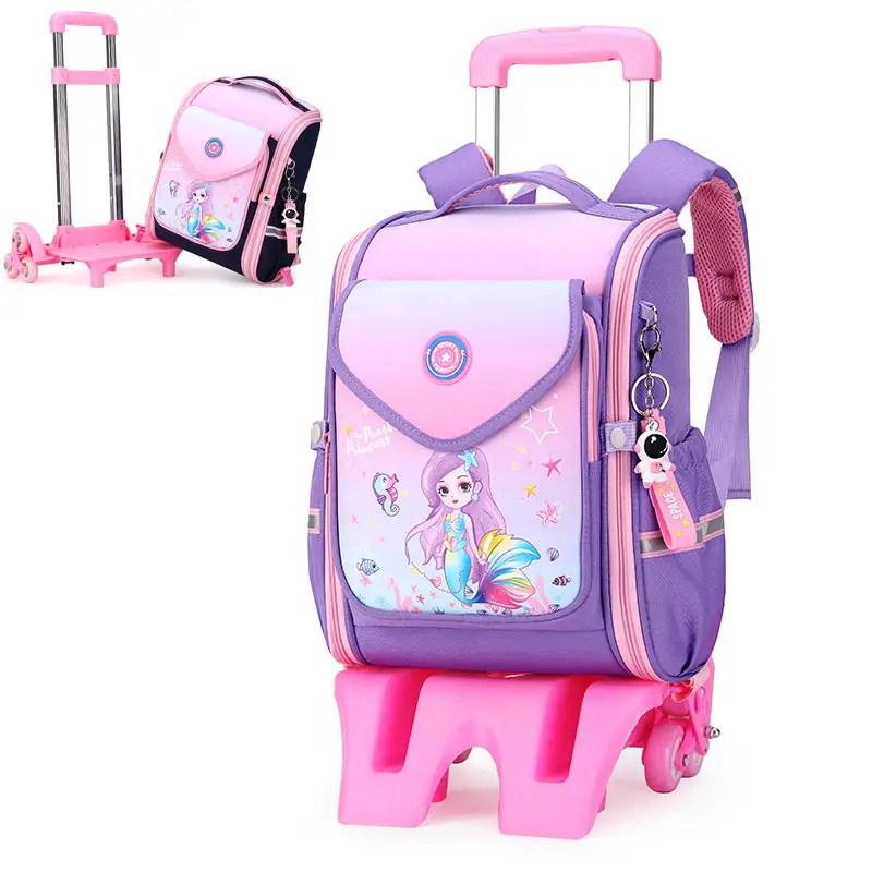 Novo saco de carrinho escolar 3D à prova d'água para crianças, meninos e meninas, mochila de desenho animado para estudantes, mochila fixa para escola, atacado