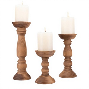 Wholesale Handmade Elegant Wooden Cylindrical <b>Candle</b> <b>Holder</b> Three-piece Set Solid Wood Home Decoration Wedding Banquet Desktop - Product Image 4