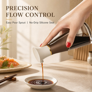 Bouteille à condiments en verre créative de 220 ml (7,5 oz) pour la cuisine et la maison, idéale pour l'huile, le sel, la sauce, le <span class=keywords><strong>vinaigre</strong></span> - Product Image 1