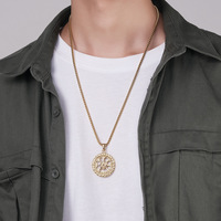 Leamge — Collier Homme Vintage, bijoux, pendentif en acier inoxydable, Rune disques, style Viking, nouvelle collection