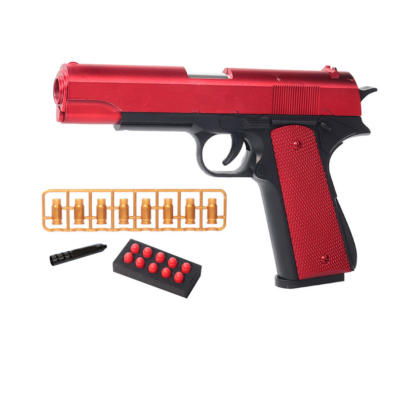 Игрушечный пистолет LONGXI M1911, пистолет с мягкой пулей, выталкивающий эва воздушный красный жеребенок с мягкой пулей, игрушечный пистолет, модель для взрослых, красный
