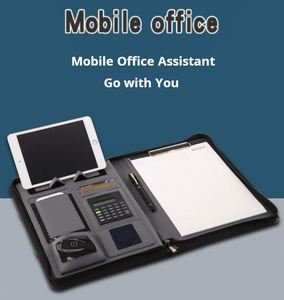 A4 Multifunction Wireless Power Bank Folder Business Manager's Leather <b>Briefcase</b> with Memo Pad Promotional Item - Product Image 3