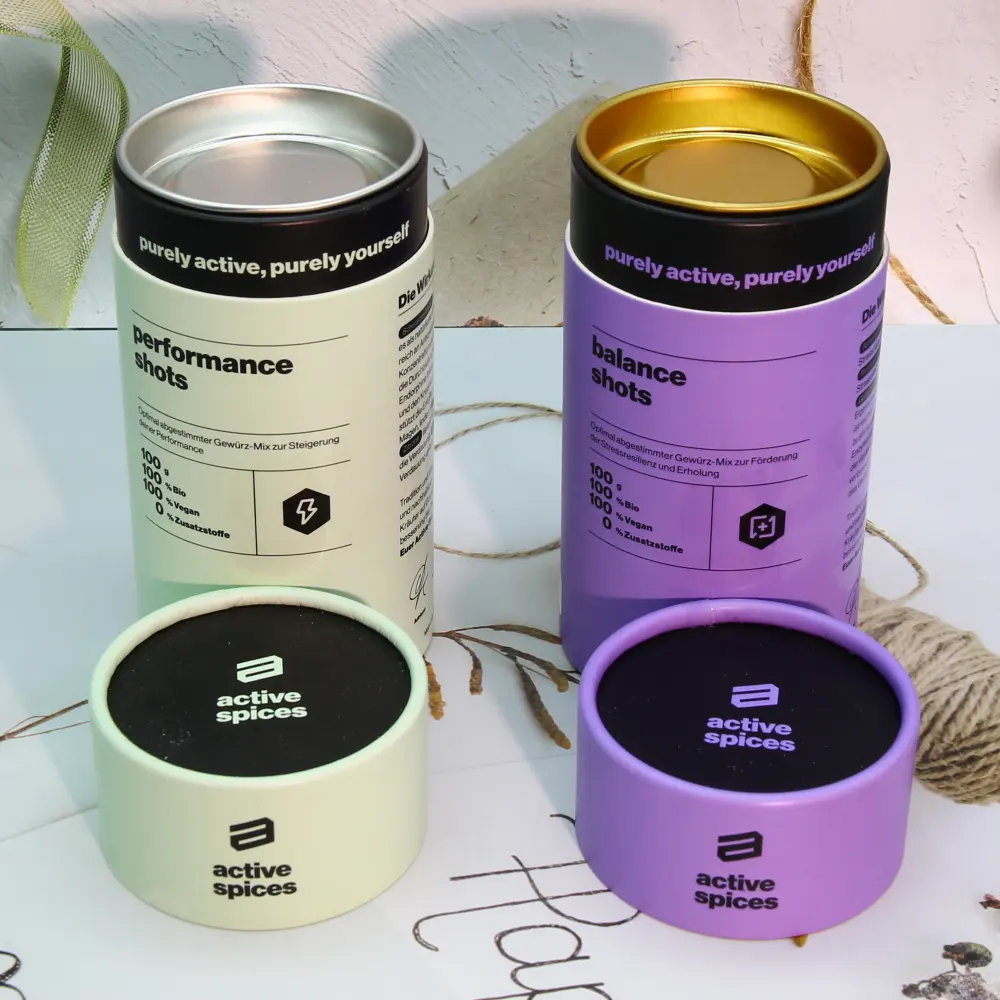 Conception personnalisée d'emballage de tube en papier Emballage biodégradable de boîte à bougie thé avec logo tube en papier de qualité alimentaire tube en papier cylindre