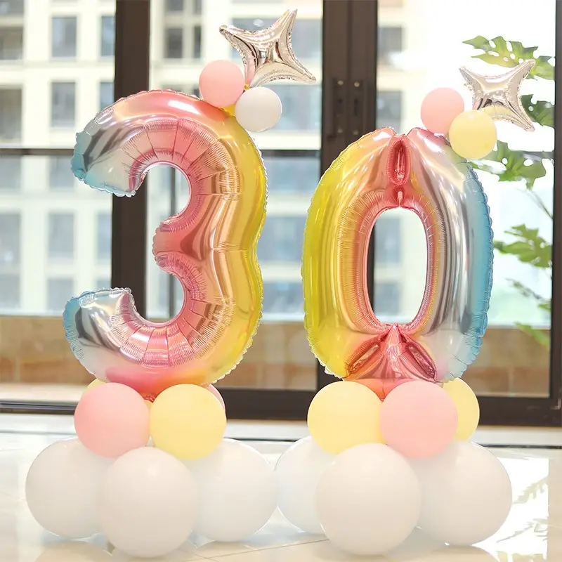 Yüksek kaliteli 40 inç mutlu doğum günü yıldönümü özel OEM mektup folyo balon numarası alfabe alüminyum doğum günü partisi resim olarak