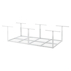 JH-Mech 600Lbs Weight Capacity Stability Adjustable Ceiling Storage Rack 4 X 8 Overhead Pully Garage Storage Rack