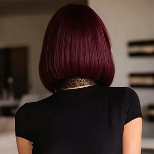 วิกผมแฟชั่นสำหรับผู้<span class=keywords><strong>หญิง</strong></span> สีน้ำตาลแดง <span class=keywords><strong>ผม</strong></span><span class=keywords><strong>สั้น</strong></span>ตรง มี<span class=keywords><strong>หน้าม้า</strong></span>  พร้อมส่งในวันเดียวกัน-H99 - Product Image 2