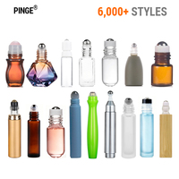 Flacon roll-on vide en verre ambré PINGE 10 ml avec bouchon doré fantaisie, vente en gros, pochette en velours pour huile de parfum