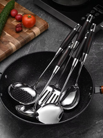 Ensemble de gadgets de cuisine en acier inoxydable de vente chaude ustensiles de cuisine ménagers en bois pour la cuisson