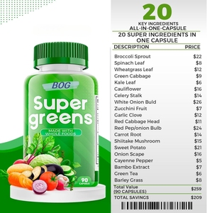 32+ Superaliments en Capsules Entières Super Greens Fruits pour l'Immunité, l'Énergie, la Santé Cérébrale, Végétalien, Sans OGM, Antioxydant - Product Image 4