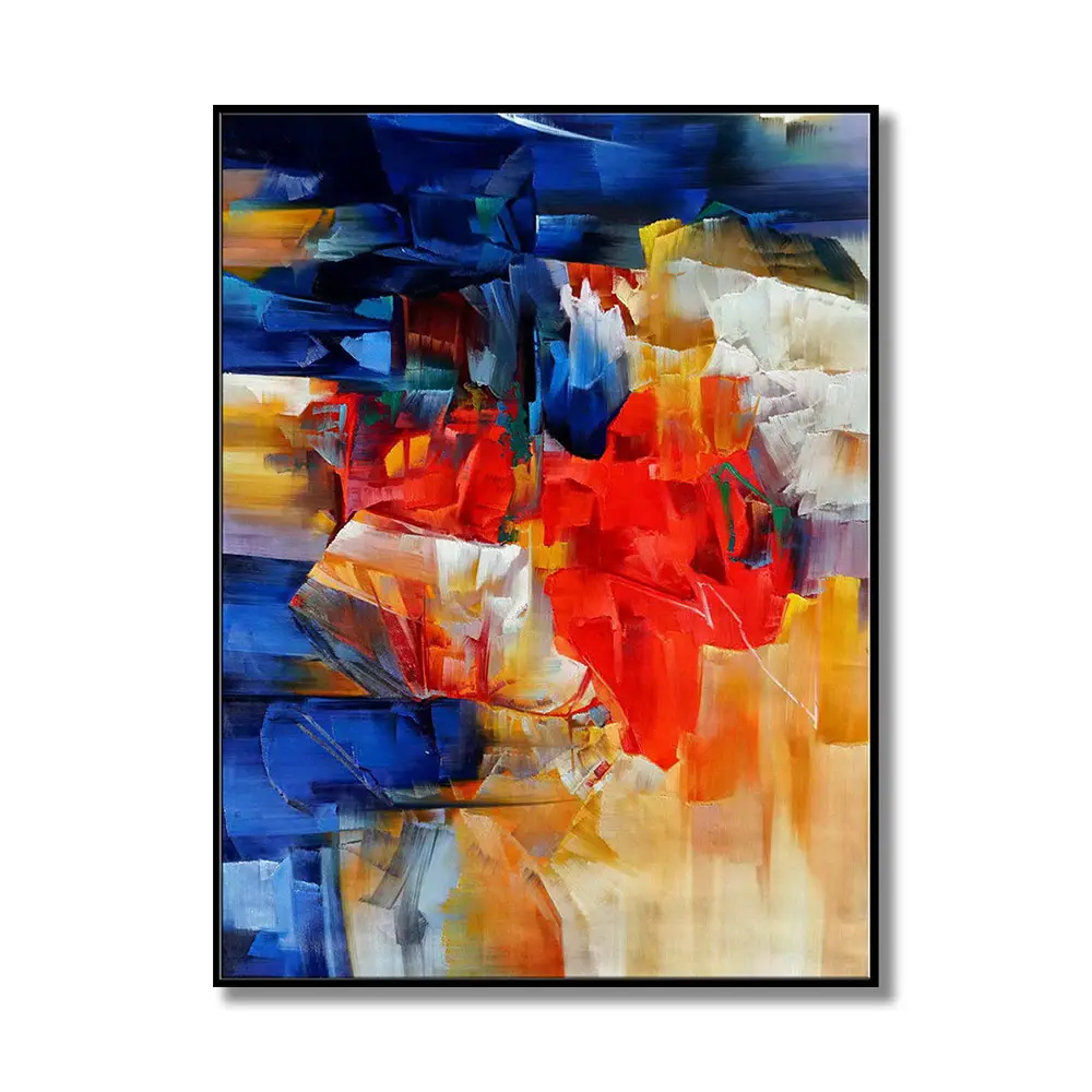 Modern Abstract Wall Art Christmas Gift Hand painted Yellow Red And Blue Painting For Living Room Office Restaurant Decor