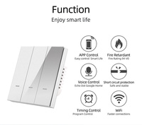 Interrupteur mural intelligent Glomarket Ag Glass, interrupteur sans fil neutre, télécommande pour maison intelligente, interrupteur compatible avec Google Alexa, commande vocale