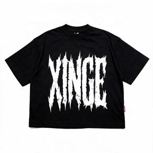 Camiseta Oversize Cropped de Algodón 100% con Cuello Redondo y Manga Corta, Estampado Personalizado, Estilo Casual Americano Urbano, Lavado, Novedad 2026 - Product Image 1