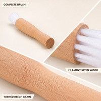 Brosse de détail à manche en bois, tête de 25 mm, poils de 50 mm, en filaments PA PP PPT, poignée en hêtre tourné, pour le nettoyage en atelier