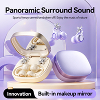 Casque sans fil à clip d'oreille papillon avec perle, super longue autonomie, annulation active du bruit (ANC), étanche IPX-4