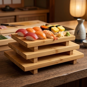Bandeja de Bambú Estilo Japonés para Servir Sushi, Tabla para Sushi, Plato para Sashimi, Vajilla Ecológica para Rollos, Nigiri y Aperitivos - Product Image 1