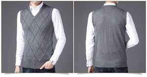<span class=keywords><strong>Gilet</strong></span> invernale in maglia di <span class=keywords><strong>lana</strong></span> di nuovo stile maglione Pullover da <span class=keywords><strong>uomo</strong></span> Casual senza maniche senza maniche - Product Image 6