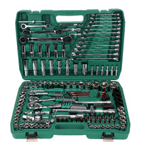 Jeu de douilles OEM 151 pièces en Cr-V, 1/2 ", 3/8 ", 1/4 ", avec cliquet, pour réparation automobile, outils à main, coffret rigide