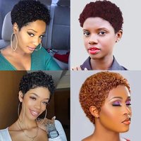 Perruques courtes bouclées en cheveux humains pour femmes, perruque pixie bouclée, perruque entièrement fabriquée à la machine