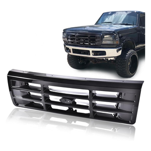 Parrilla Delantera Compatible con Bronco 1992-1996/<span class=keywords><strong>Ford</strong></span> F150 <span class=keywords><strong>F250</strong></span> F350 1992-1997, Cromado Platino con Emblema, Repuesto para Camioneta - Product Image 2