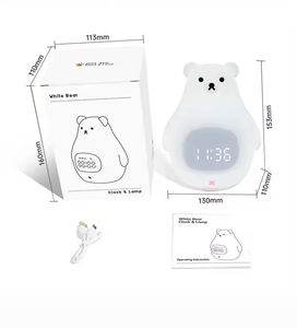 منبه شروق الشمس الرقمي للأطفال دب أبيض ضوء LED ليلي مع مدرب نوم للأطفال حجم الطاولة - Product Image 6