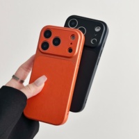 Étui de téléphone haut de gamme en cuir avec grande fenêtre, compatible avec Apple 17 Pro Max, étui de téléphone tendance pour iPhone 16 Pro, simple, antichoc pour 15, 14, 13