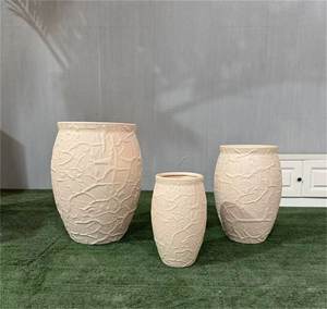 Jarrón de Cerámica Blanco Marfil Minimalista y Elegante con Borde Moderno en Relieve para <span class=keywords><strong>Phragmites</strong></span> - Product Image 3