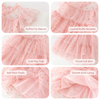 Robe de princesse en tulle rose sans manches pour filles, style étoile et pois, jupe tutu à volants en organza pour enfants