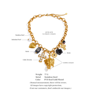 Kalung Liontin Gajah Berlapis Emas Stainless Steel dengan Mutiara Resin Bunga Fashion JINYOU 5362 dan Kalung Salib Logam Akrilik