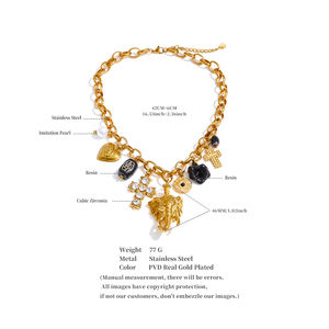 JINYOU 5362 Collar de Moda con Colgante de Elefante en Acero Inoxidable Chapado en Oro, Perlas, Flor de Resina y Cruz de Metal Acrílico - Product Image 6