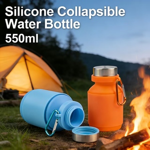Bouteille d'eau en silicone souple de 550 ml sans BPA avec anneau central, anti-fuite, pour le cyclisme et le camping - Product Image 3