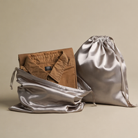 Sac à cordon personnalisé en satin de soie recyclable, sac à bijoux, pochette d'emballage cadeau, logo imprimé, vente en gros, perruque personnalisée