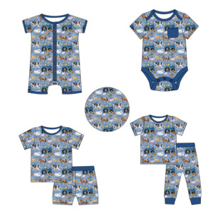 उच्च गुणवत्ता वाले कारखाने आपूर्तिकर्ता कस्टम मुद्रित बेबी कपड़े कार्बनिक बांस विस्कोज स्पैन्डेक्स बांस बेबी पजामा - Product Image 1