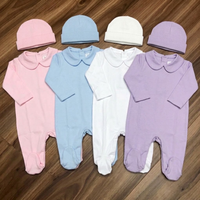 Conjunto de Ropa Personalizada para Bebé Recién Nacido Unisex, Mono de Algodón 100% con Pies Cubiertos, Gorro Bordado con Monograma, Pijama