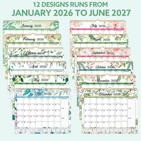 Calendrier mural en spirale PP personnalisé en usine, 2027, 18 mois, grand calendrier de bureau, 14,5 x 11,8 pouces, mensuel, maison, bureau