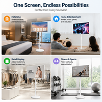 Pantalla Inteligente Portátil con Ruedas de 32 Pulgadas, Pantalla Táctil Android TV con Batería para Tiendas 4S y Servicio de Vehículos