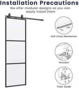 ประตูบานเลื่อนสไตล์ฝรั่งเศส กรอบสีดำ ทำจากเหล็กและกระจก พร้อมมุ้งไฟเบอร์กลาส และชุดอุปกรณ์สำหรับใช้ในห้องนอน - Product Image 5
