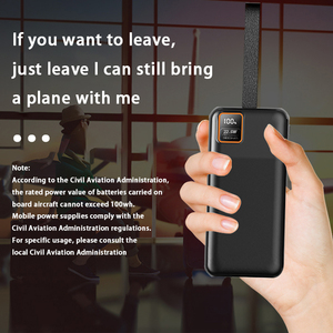 Новый недорогой портативный внешний аккумулятор большой емкости 30000 мАч Макс PD 22,5 Вт Быстрая зарядка <span class=keywords><strong>Power</strong></span> Bank встроенный шнур - Product Image 2