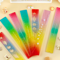 Règle en acrylique NASNAK, colorée, multifonctionnelle, transparente, à motifs de dessins animés, échelle de bonbons, vague arc-en-ciel, logo personnalisable